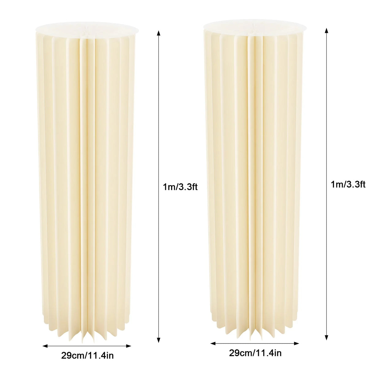 2Pcs 100cm Wedding Centerpieces Cardboard Vases, 39.4in Tall Foldable Honeycomb Flower Stand Cylinder Display Pedestal Load 50kg