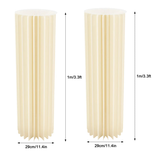 2Pcs 100cm Wedding Centerpieces Cardboard Vases, 39.4in Tall Foldable Honeycomb Flower Stand Cylinder Display Pedestal Load 50kg