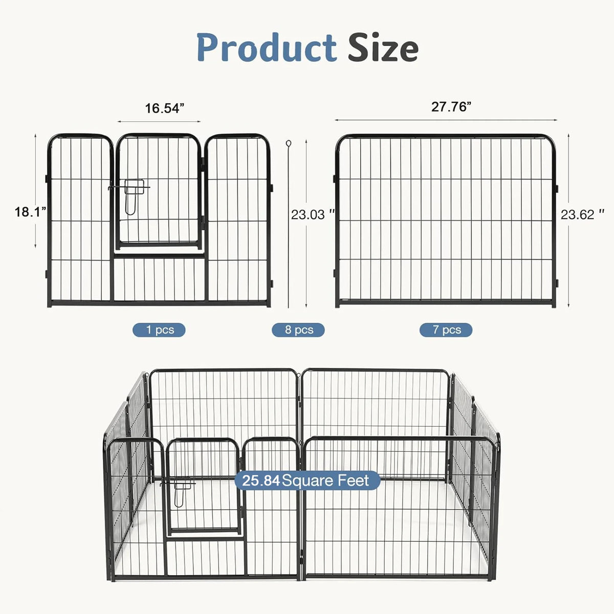 JHK Metal Foldable Dog Playpen For Indoor And Outdoor Exercise