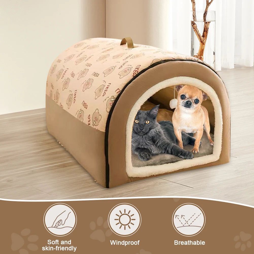 Washable Detachable Pet Cave Bed House for Cats and Dogs
