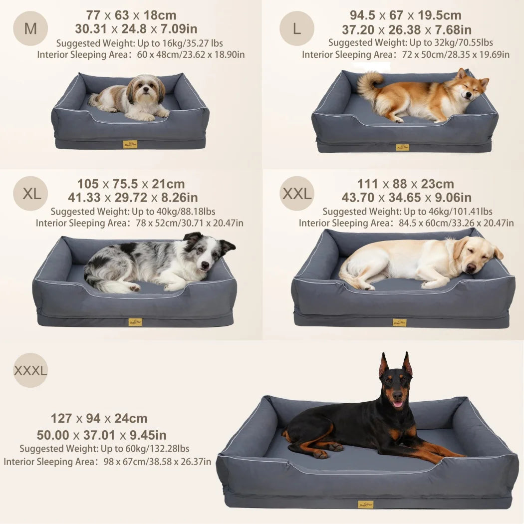 BORWART Orthopedic Dog Bed Sofa With Bolster Sides
