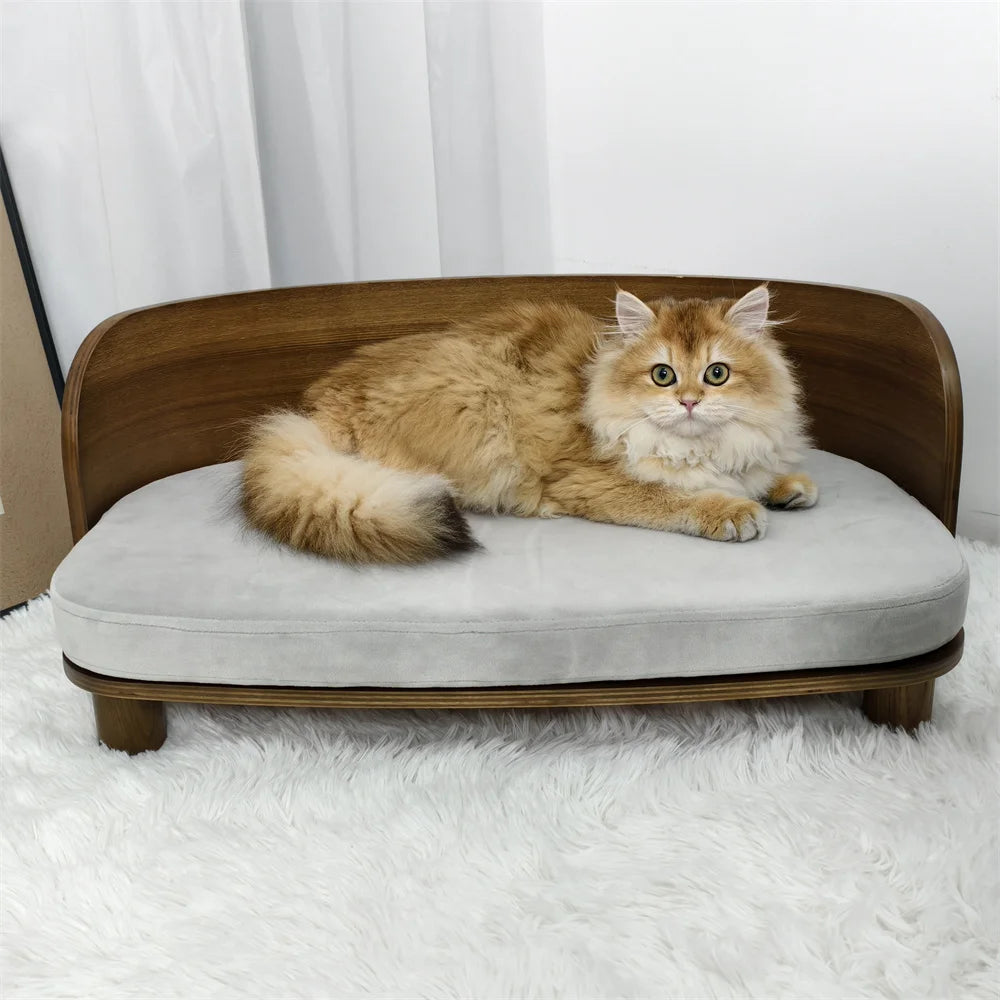 BORWART Elevated Wooden Pet Sofa Bed With Waterproof Cushion