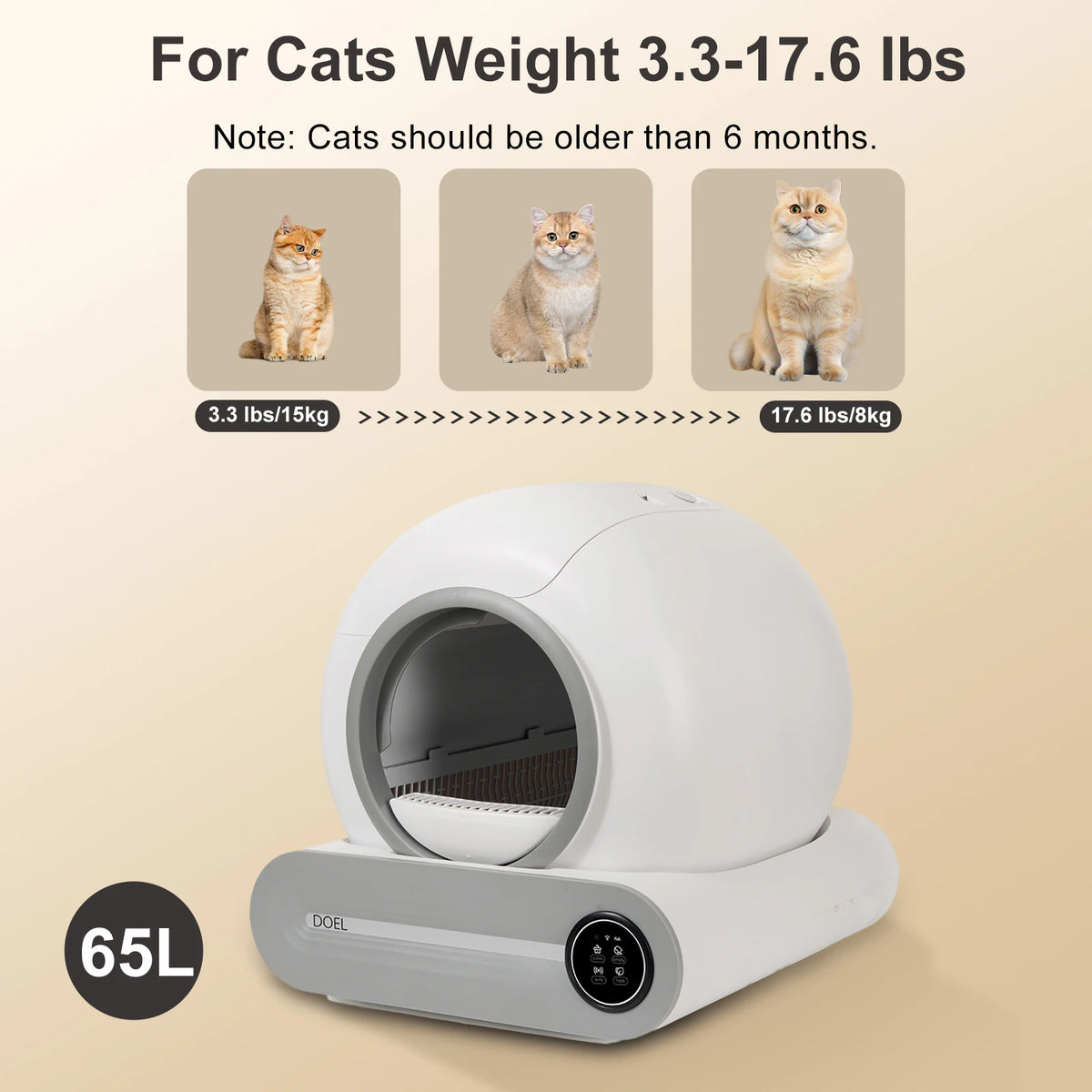DOEL 2026 Upgrade Automatic Smart Litter Box With 65L Capacity