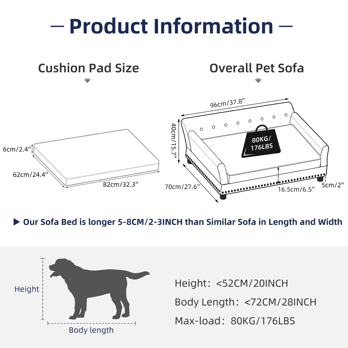 BINGOPAW Elevated Dog Sofa Bed With Removable Cushion