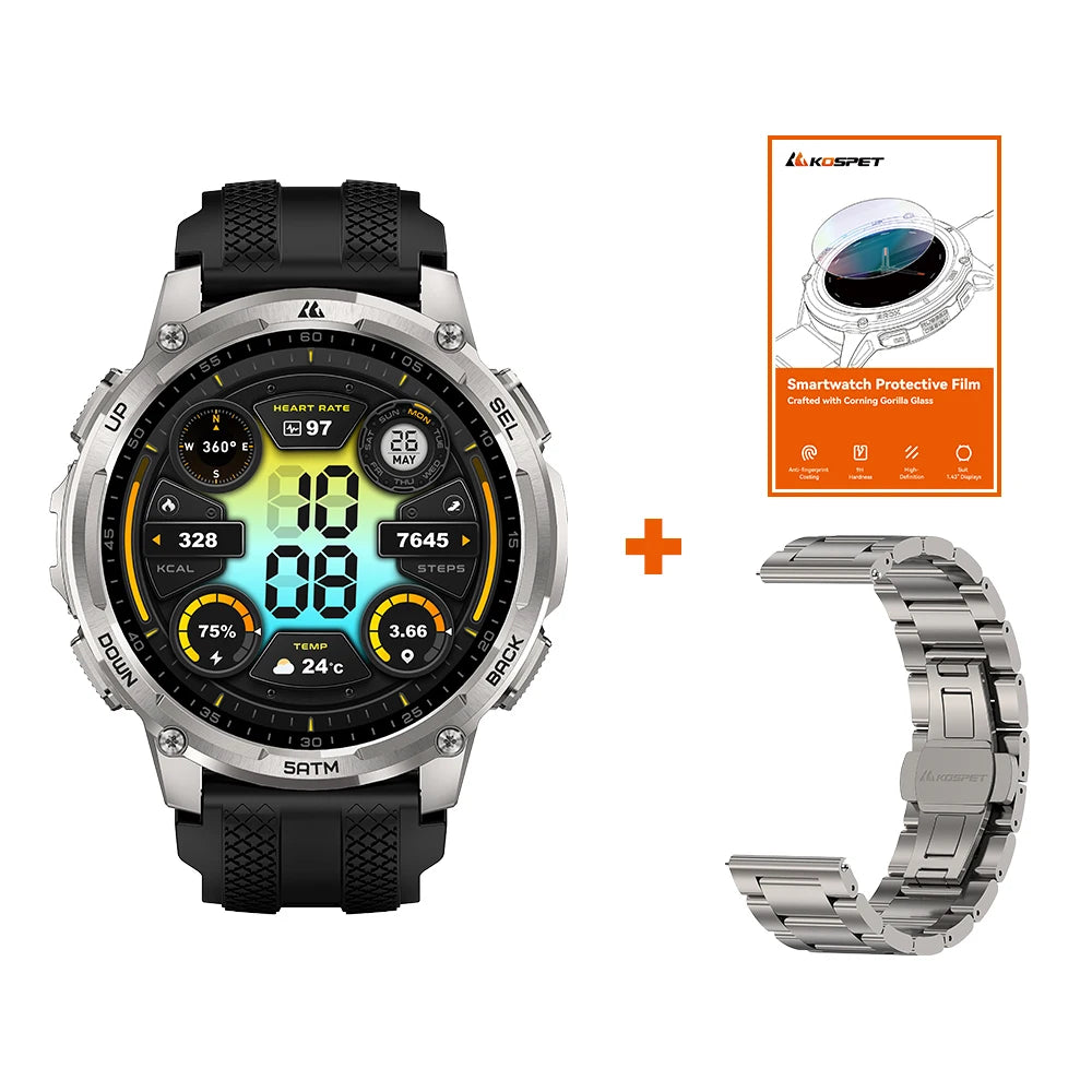 KOSPET TANK T4C Rugged GPS Smartwatch With Flashlight Fitness Tracker