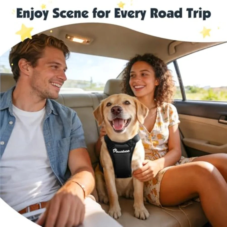 Adjustable Dog Car Harness Seat Belt With Double Safety Clips
