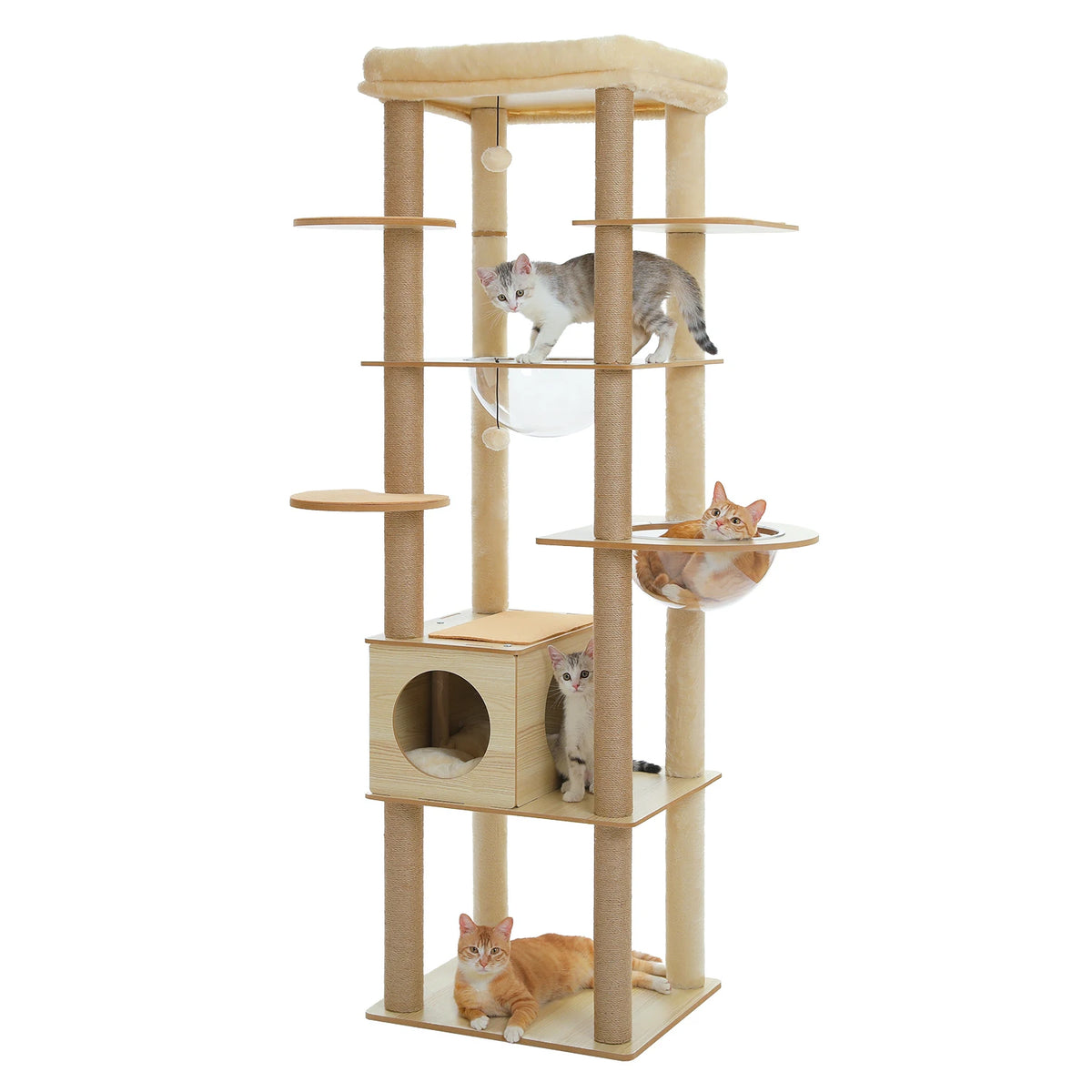 PAWZ Ro Multi Level Cat Tree Indoor Wood Tower Scratcher