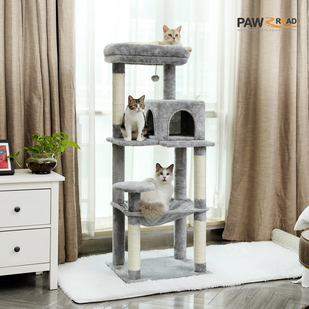 PAWZ Road Indoor Cat Tree With Hammock And Scratching Posts