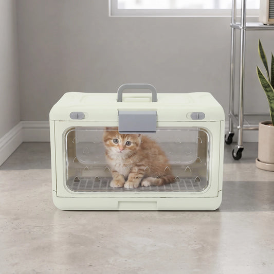 Foldable Hard Shell Pet Carrier Cage for Cats and Dogs