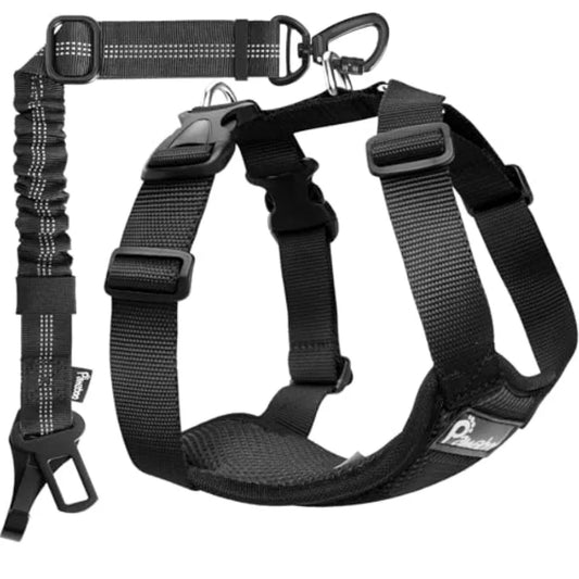 Adjustable Dog Car Harness Seat Belt With Double Safety Clips