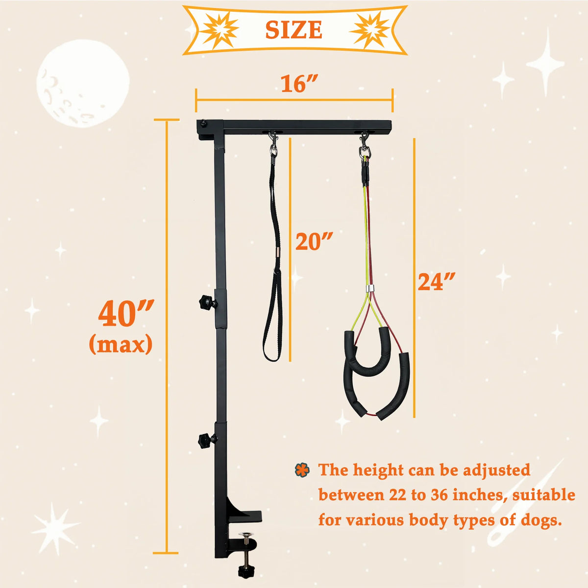 Dog Grooming Arm for Table with Adjustable Height Haunch Holder