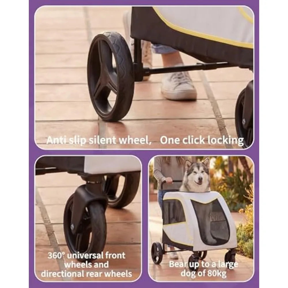 Garvee Foldable Pet Stroller for Dogs and Cats with Carrier