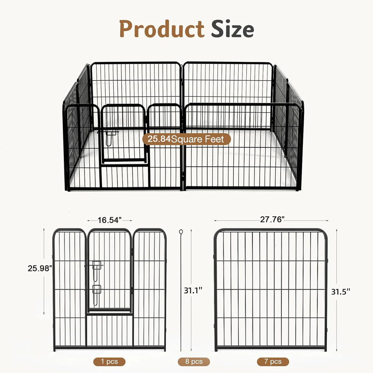 JHK Metal Foldable Dog Playpen For Indoor And Outdoor Exercise