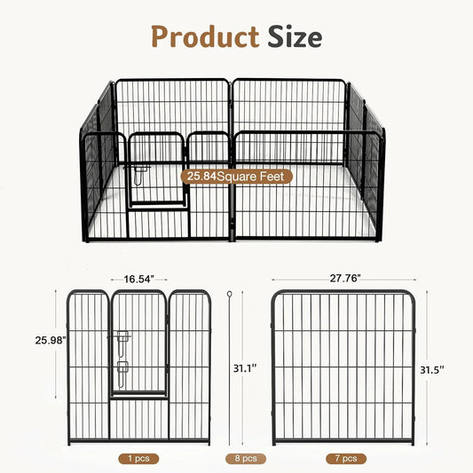 JHK Metal Foldable Dog Playpen For Indoor And Outdoor Exercise