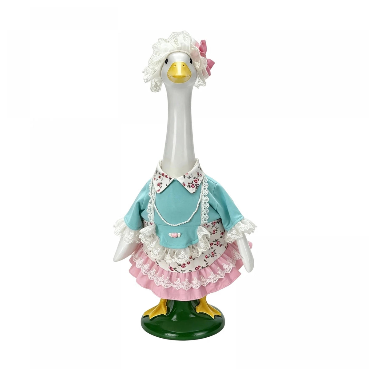 Goose Outfit 23-Inch With Lace Statue-Lawn-Decor Inch Statue Lace-Hat-For Goose Outfit Floral Porch-Goose-Outfit Durable Goose