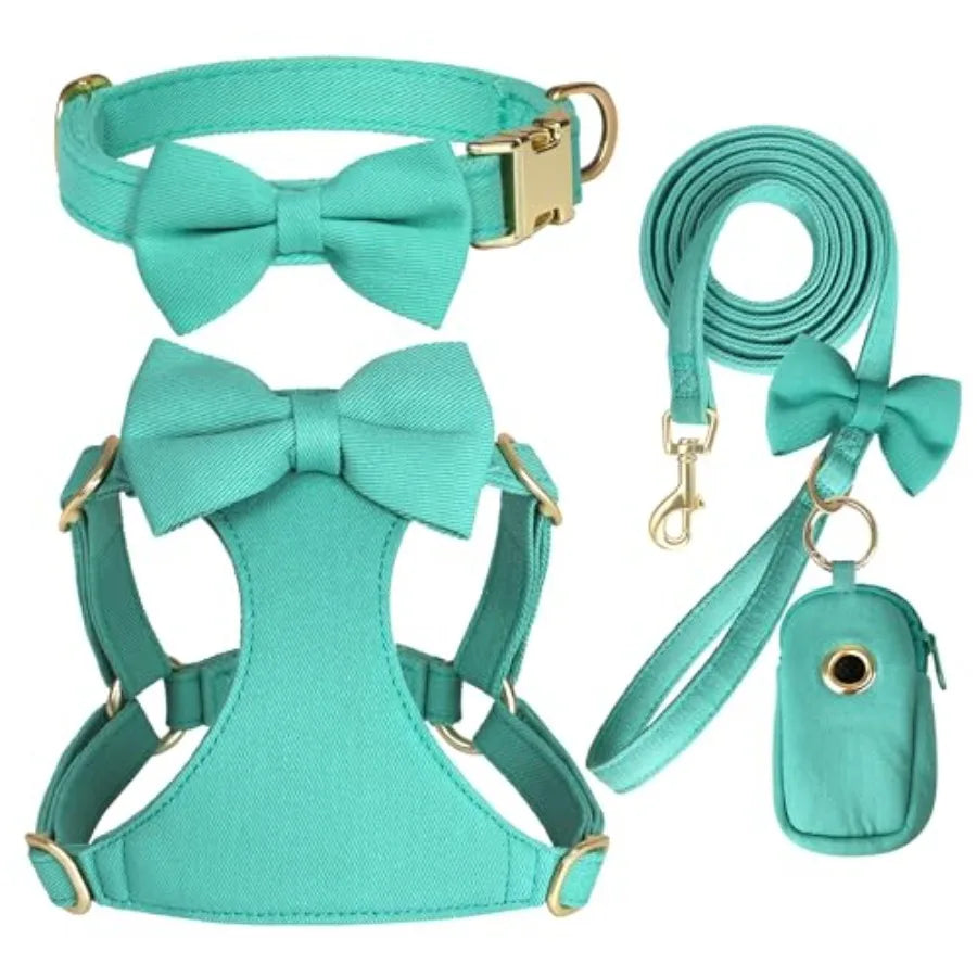 Adjustable Dog Harness Collar And Leash Set For Walking