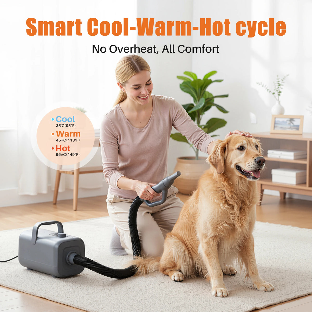 JHK Grooming Vacuum Blow Dryer Kit With Adjustable Heat Settings