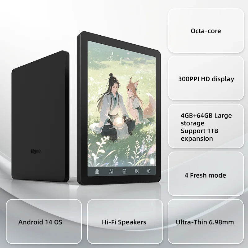 Bigme B6 Ebook Reader 4GB 64GB Android 14 36-Level Front Light