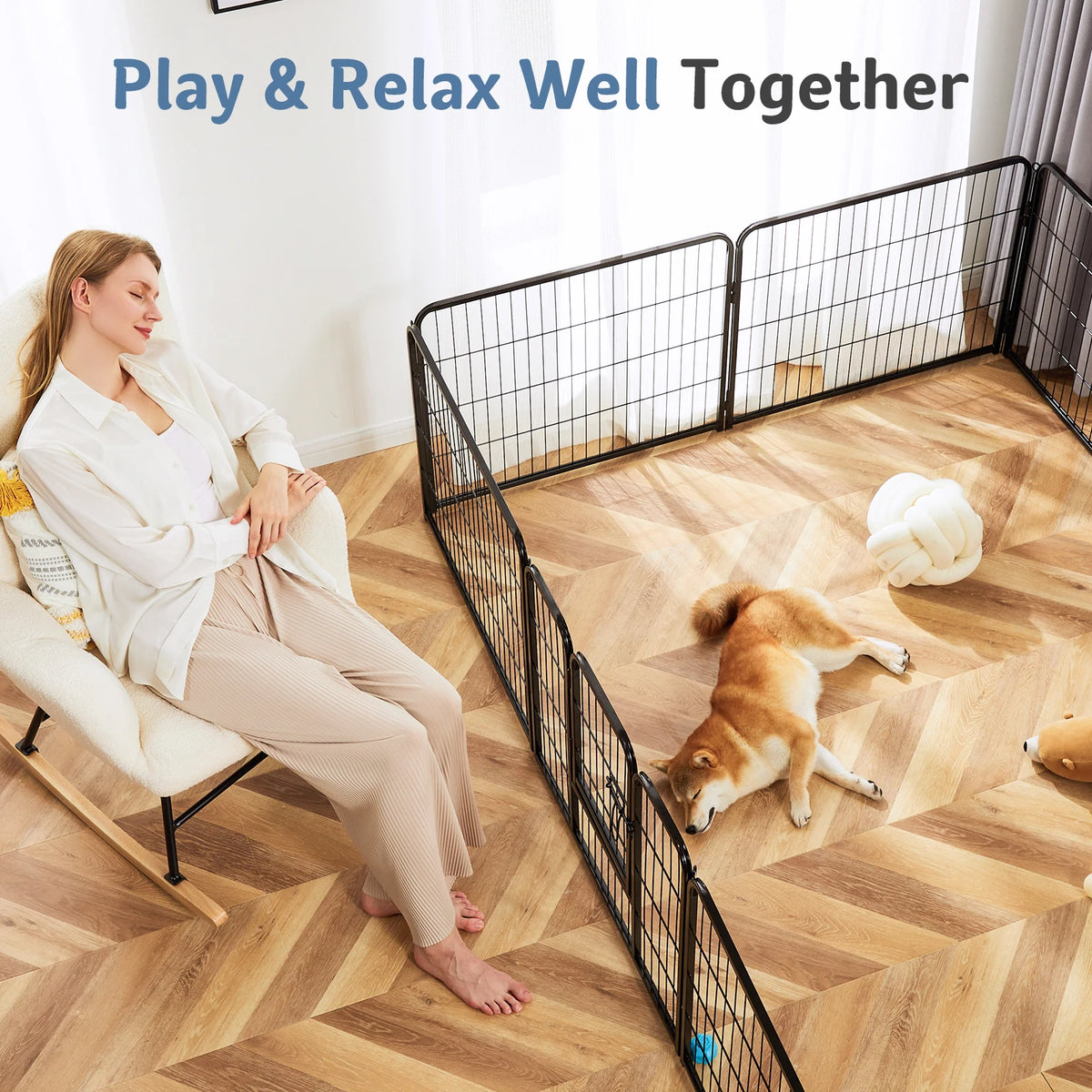 JHK Metal Foldable Dog Playpen For Indoor And Outdoor Exercise