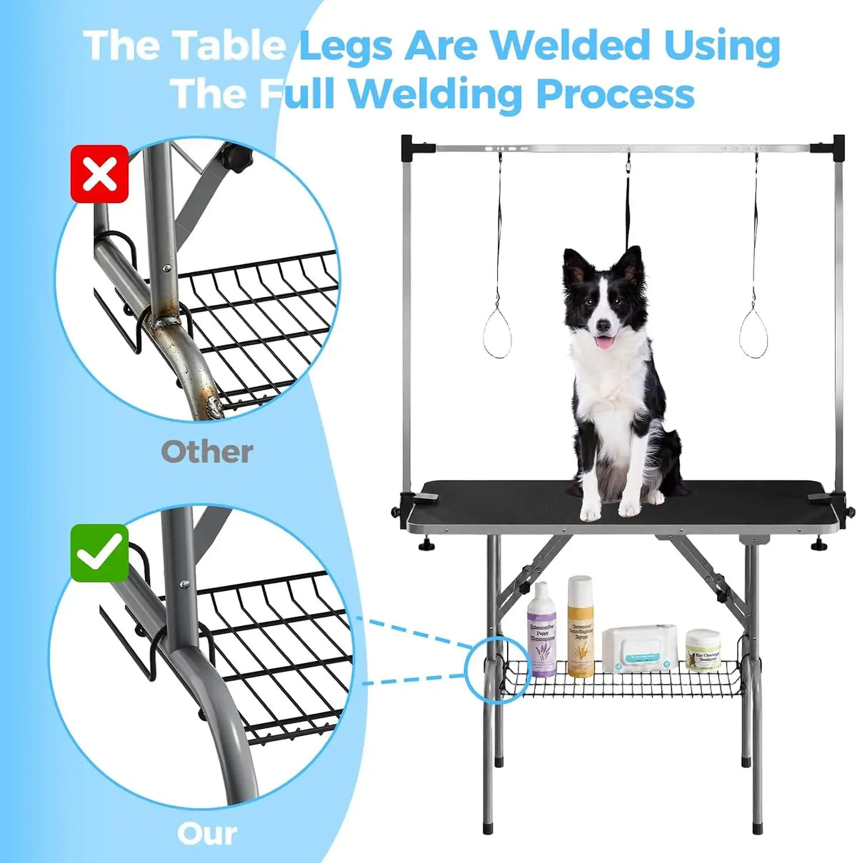 Garvee Foldable Professional Dog Grooming Table With Adjustable Safety Arm