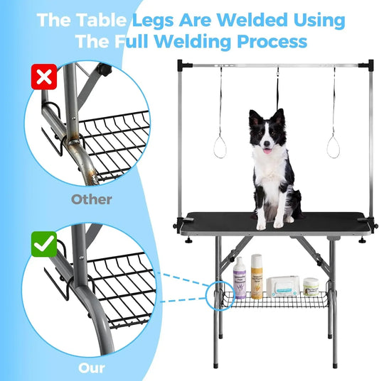 Garvee Foldable Professional Dog Grooming Table With Adjustable Safety Arm