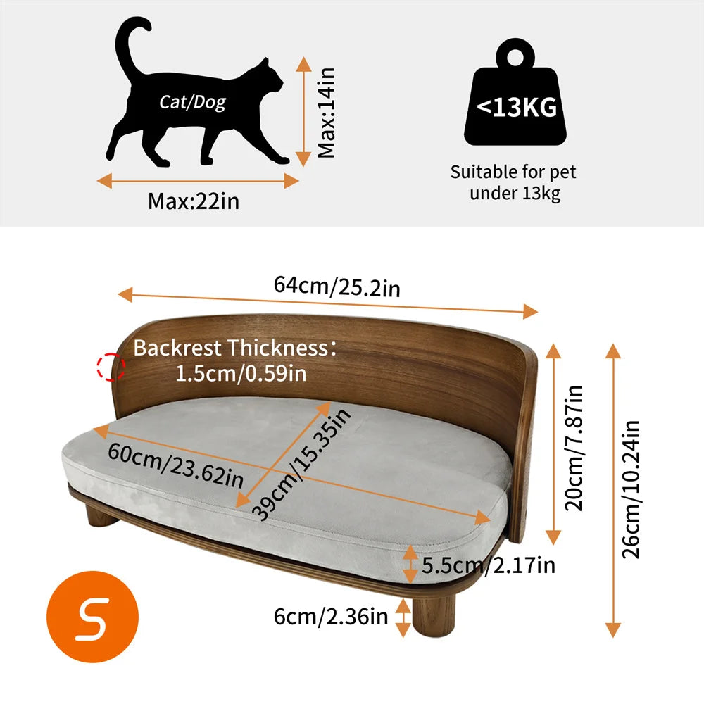 BORWART Elevated Wooden Pet Sofa Bed With Waterproof Cushion