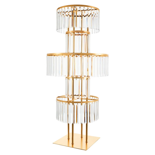 5 Tiers Gold/Silver Wedding Centerpieces Flower Stand Vase Centerpiece Acrylic Flower Stand with Hanging Acrylic