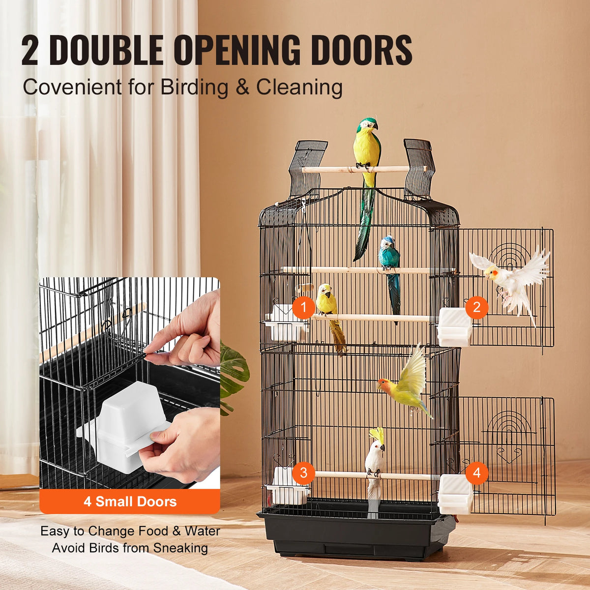 Hanging Bird Cage With Swing And Perch For Exotic Birds