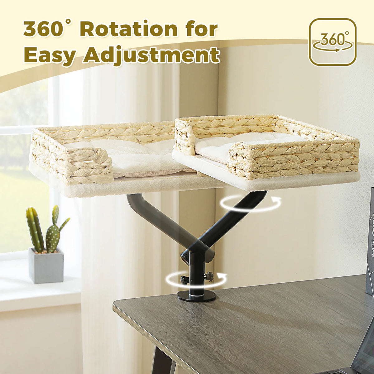 PAWZ Road Cat Desk Bed 360° Rotatable Stand for Desk