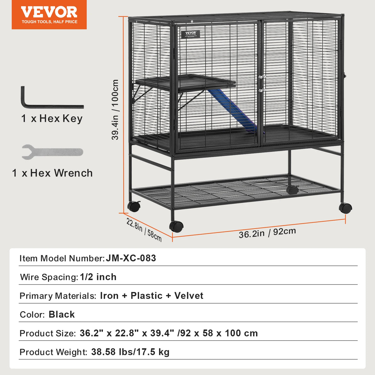 SucceBuy 4-Tier Rolling Metal Ferret Cage For Small Pets