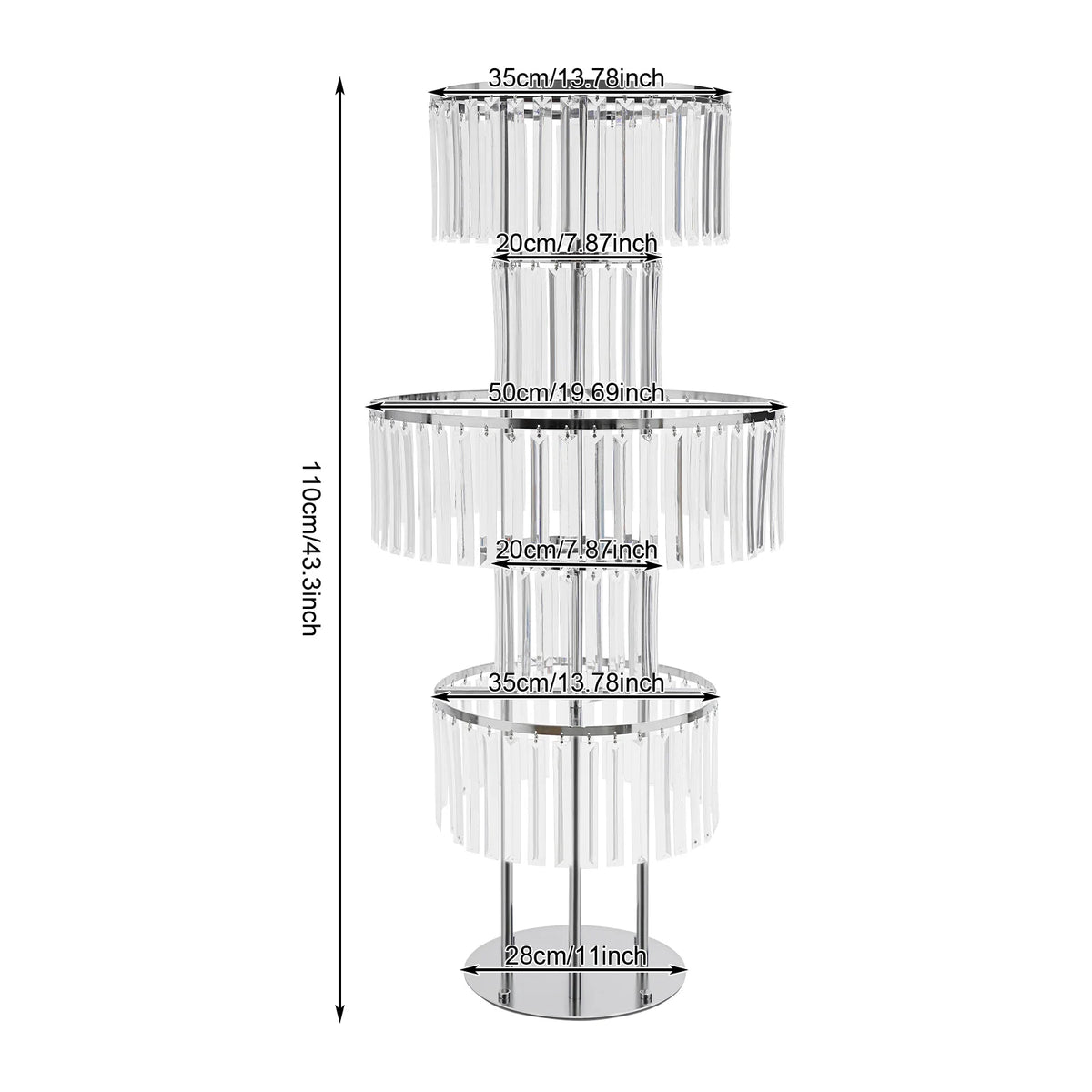 5 Tiers Gold/Silver Wedding Centerpieces Flower Stand Vase Centerpiece Acrylic Flower Stand with Hanging Acrylic