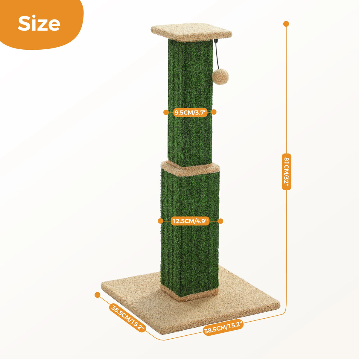 PAWZ Road Large Cat Scratching Post With Woven Sisal Dangling Ball