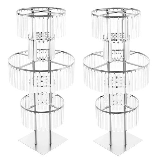 5 Tiers Wedding Centerpieces Flower Stand, 110cm Acrylic Crystal Flower Vase Rack Floor Table Decor Display Holder, Gold/Silver