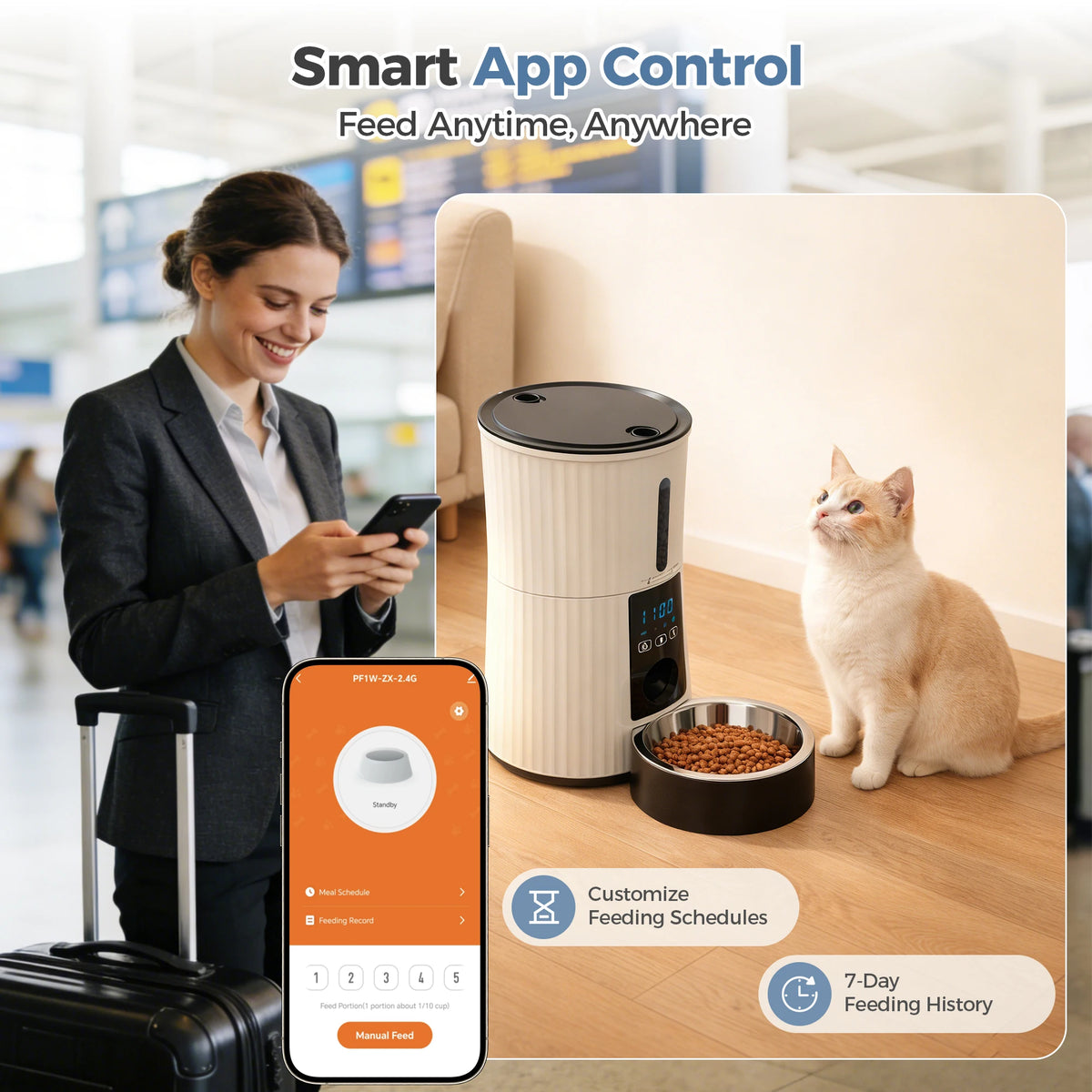 Automatic Smart Cat Feeder With Wifi App Control And Timer