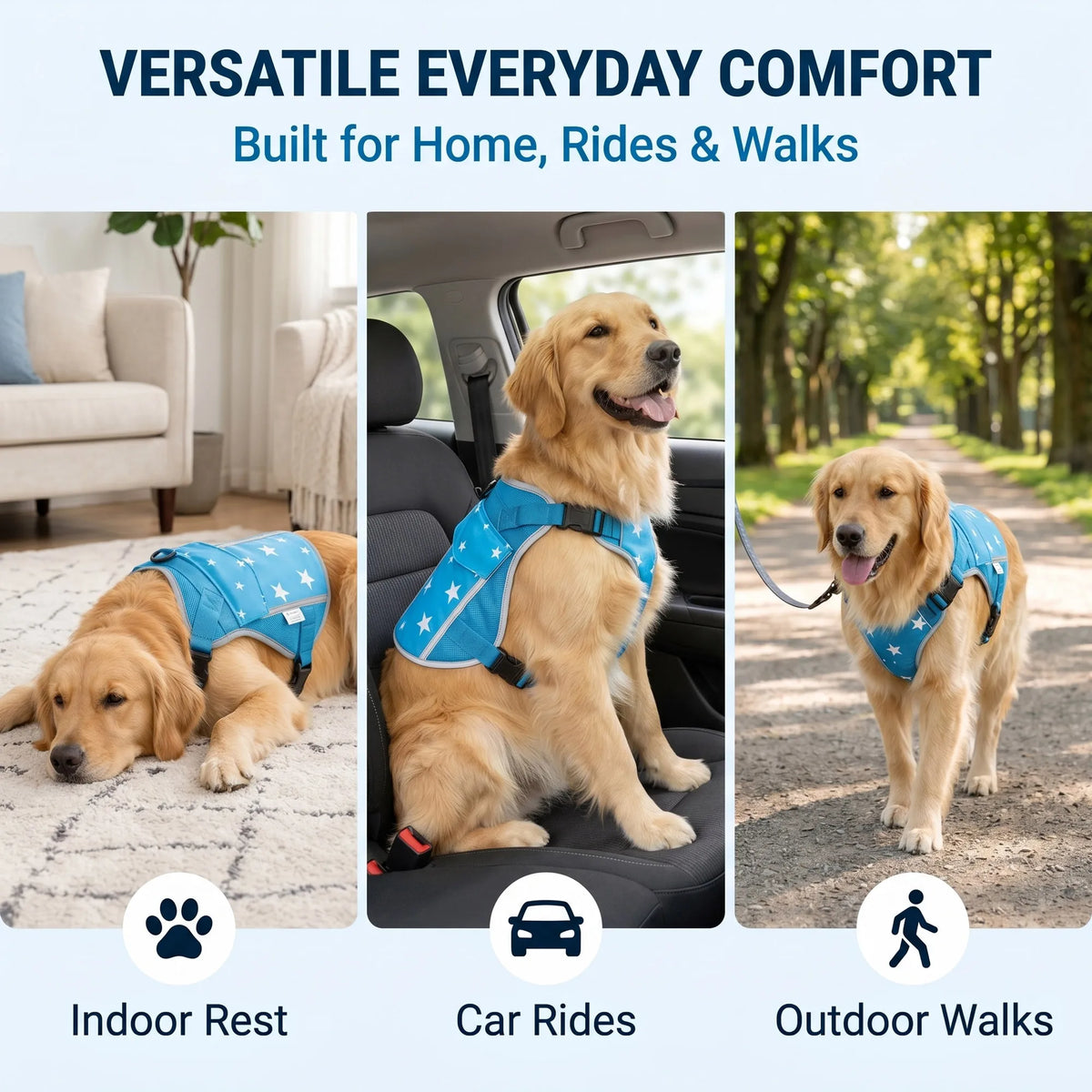 Dog Cooling Vest Harness With Freezer Packs For Outdoor Adventures