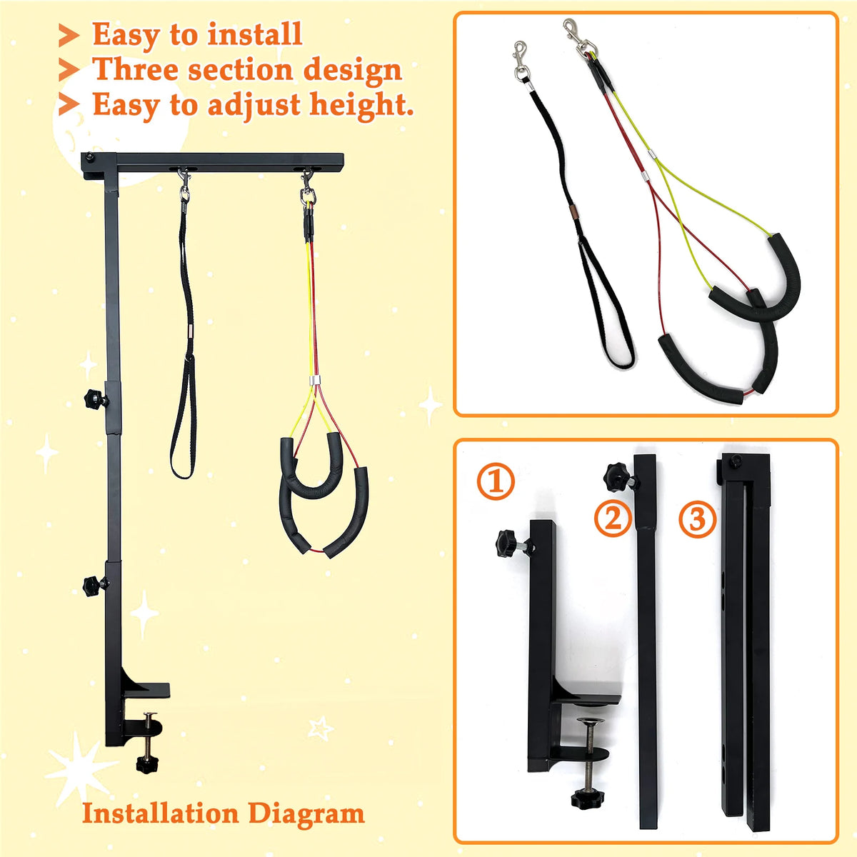 Dog Grooming Arm for Table with Adjustable Height Haunch Holder