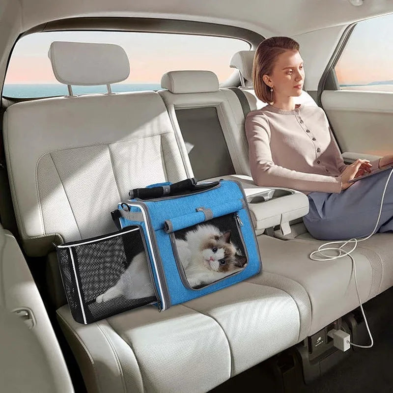 Expandable Cat Carrier Backpack for Travel and Bike Friendly Transport