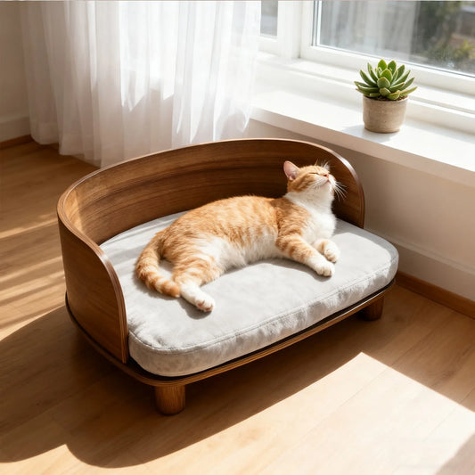 BORWART Elevated Wooden Pet Sofa Bed With Waterproof Cushion