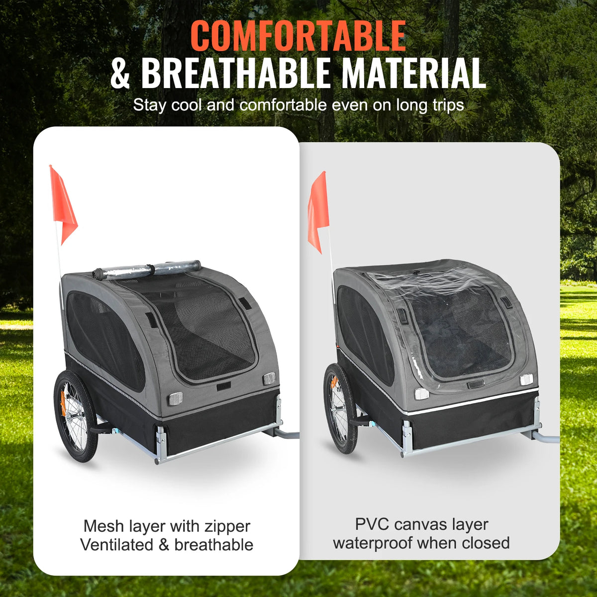 SucceBuy Collapsible Dog Bicycle Trailer Pet Carrier With Wheels