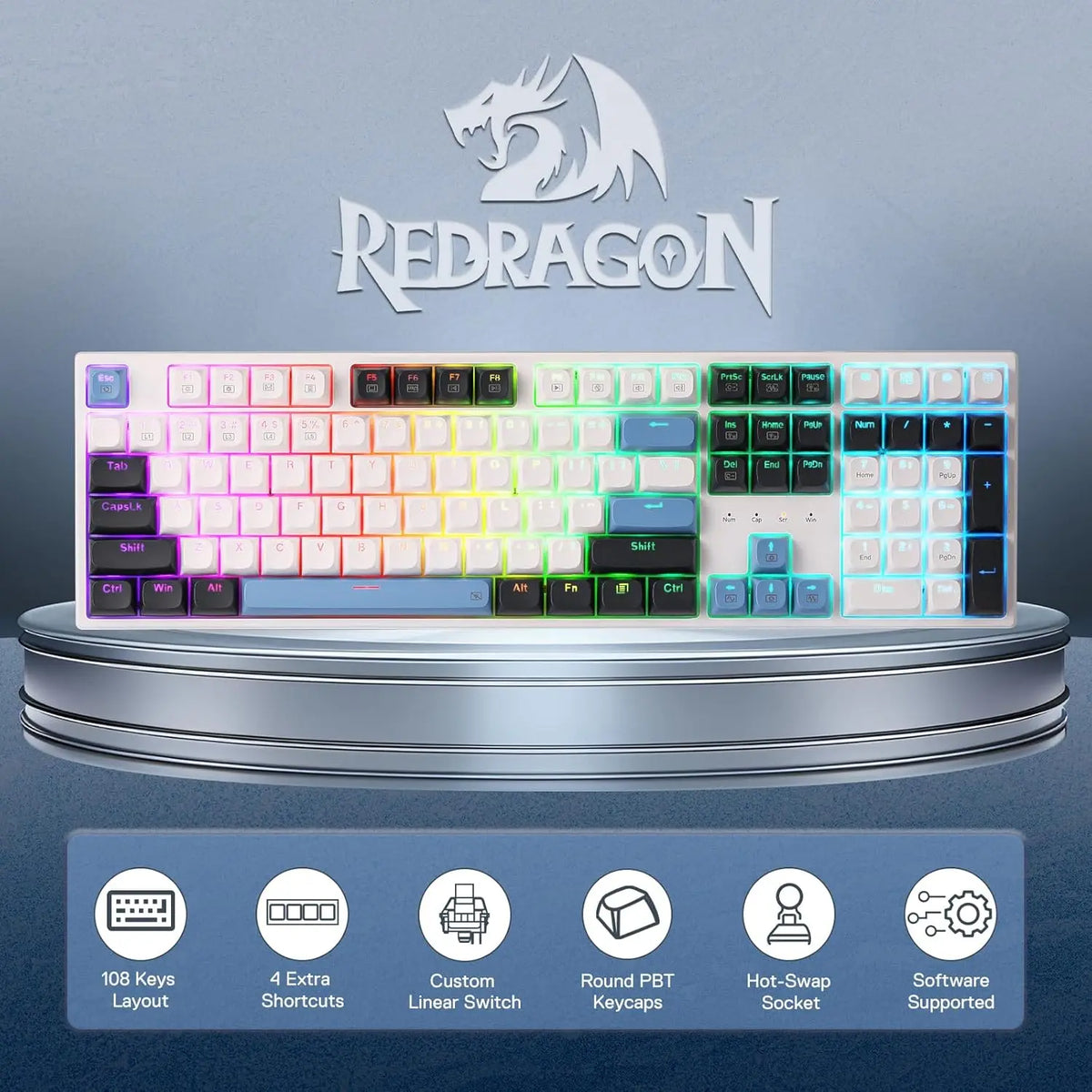 Redragon K668 Wired Mechanical Gaming Keyboard With RGB Backlighting