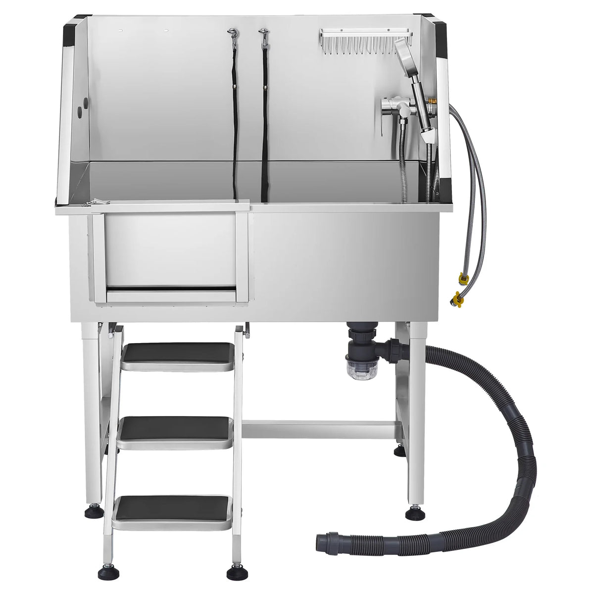 SucceBuy Stainless Steel Dog Grooming Tub With Storage And Faucet