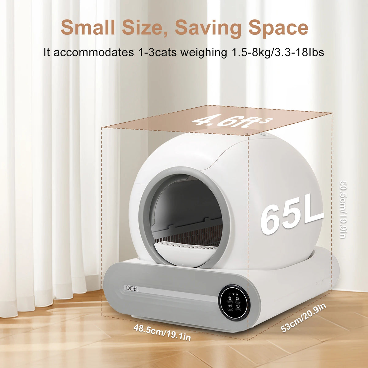 DOEL 2026 Upgrade Automatic Smart Litter Box With 65L Capacity