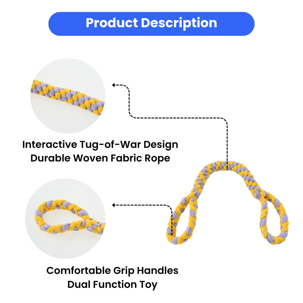 Interactive Dog Rope Tug Toys With Durable Woven Dual Handles