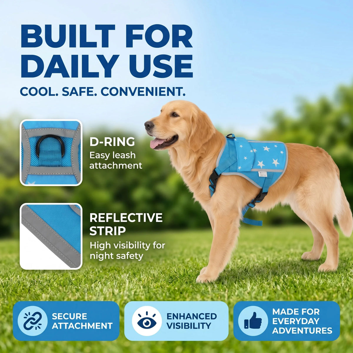 Dog Cooling Vest Harness With Freezer Packs For Outdoor Adventures