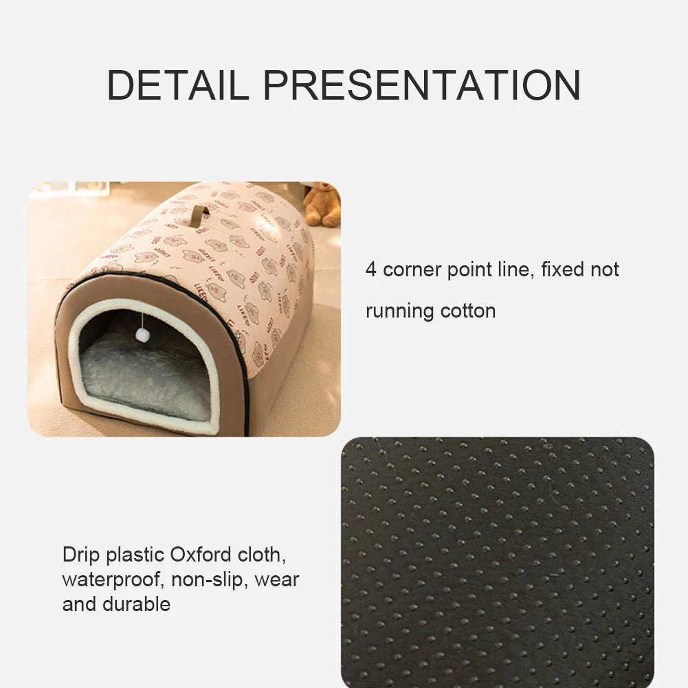 Washable Detachable Pet Cave Bed House for Cats and Dogs