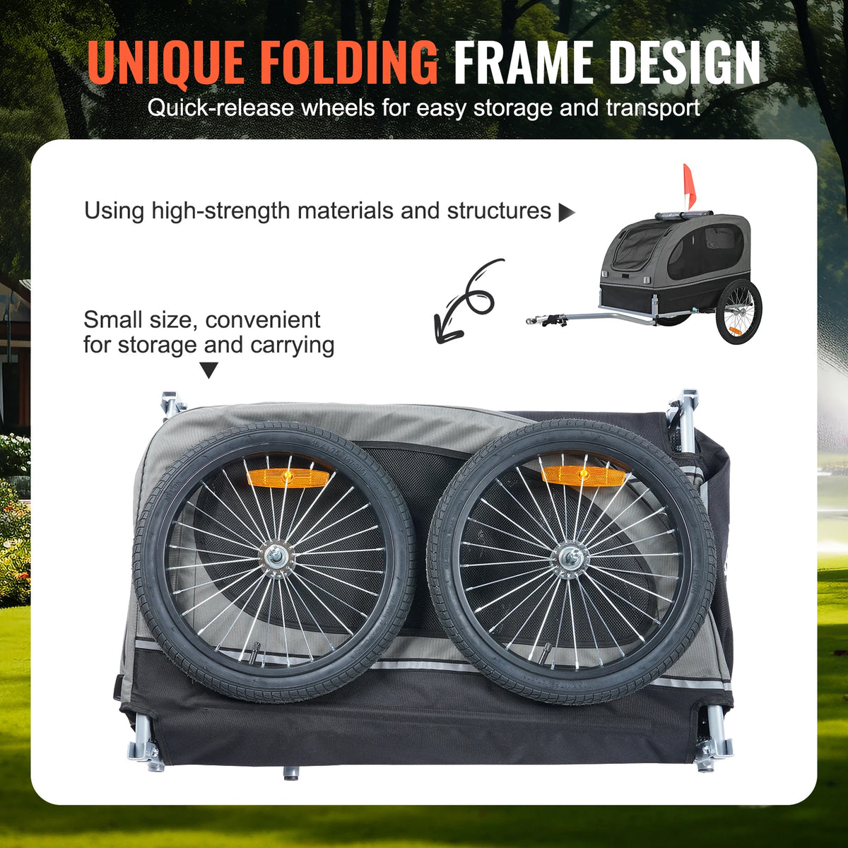 SucceBuy Collapsible Dog Bicycle Trailer Pet Carrier With Wheels