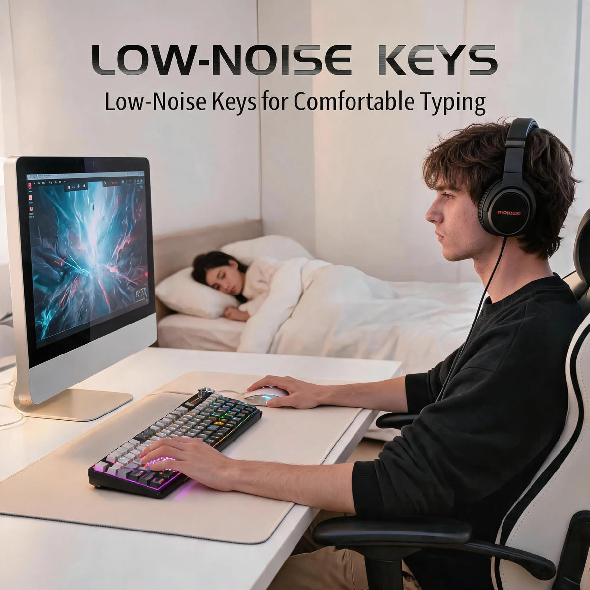 Tri Mode Wireless 98 Key Mechanical Style RGB Keyboard