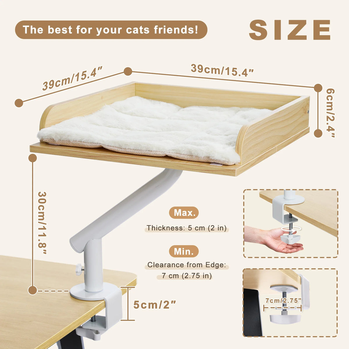 PAWZ Road Cat Desk Bed 360° Rotatable Stand for Desk