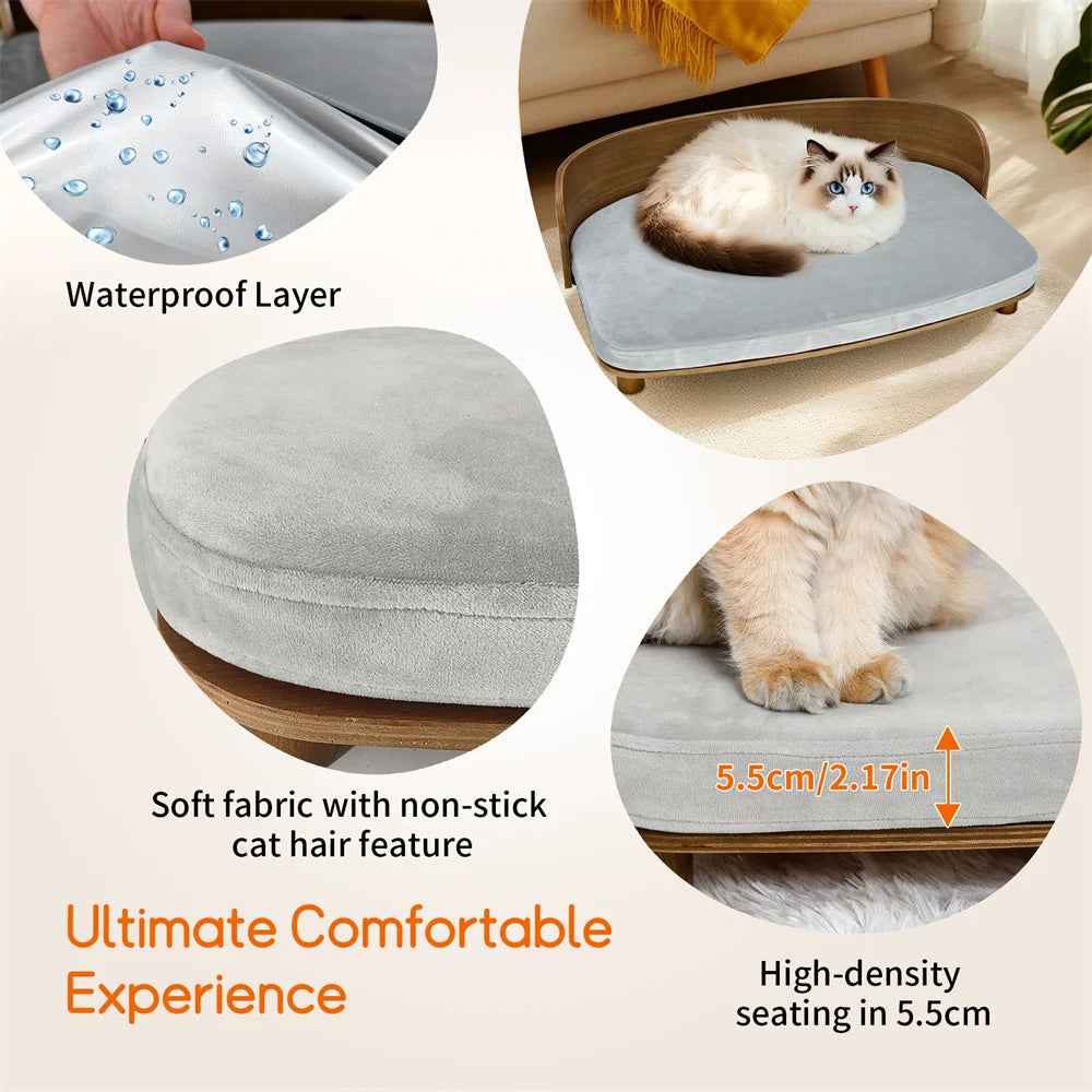 BORWART Elevated Wooden Pet Sofa Bed With Waterproof Cushion