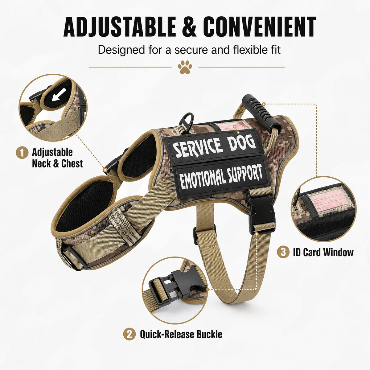 No Pull Dog Harness Vest With Handle And Reflective Trim